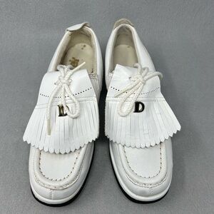 Vintage 80s Dexter White Leather Golf Shoes Spikes Men’s Size 6